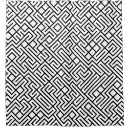 Cortina Para Box Minimalist Maze Lines Black Pattern