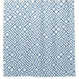Cortina Para Box Minimalist Maze Lines Blue Pattern