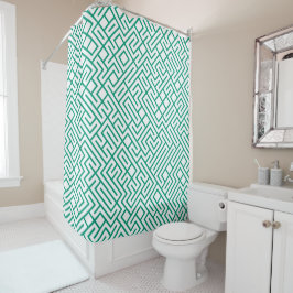 Cortina Para Box Minimalist Maze Lines Emerald Pattern