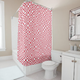 Cortina Para Box Minimalist Maze Lines Red Pattern