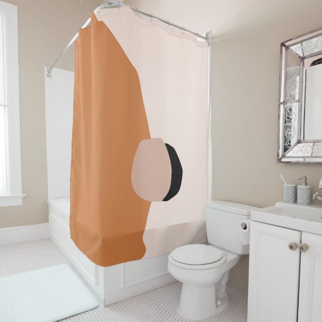 Cortina Para Box Mínimo moderno abstrato geométrico preto-rosa (In Situ)