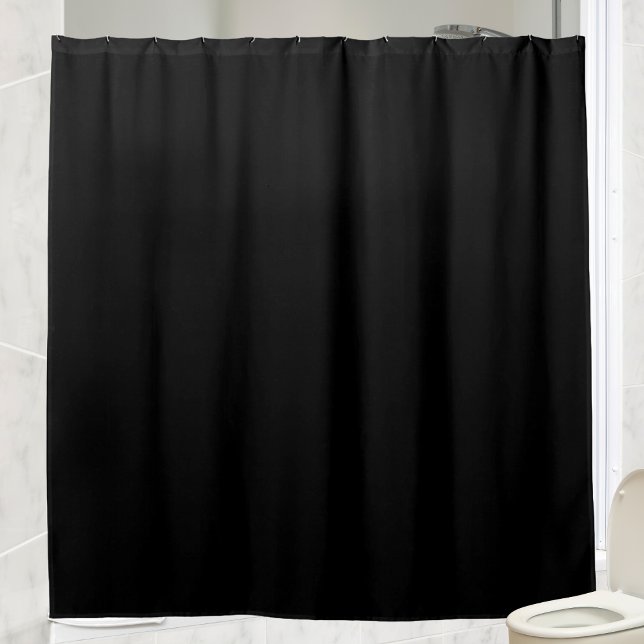 Cortina Para Box Mínimo Simples de Cor Sólida Preta Jet (Jet Black Solid Color Simple Minimalist Shower Curtain)