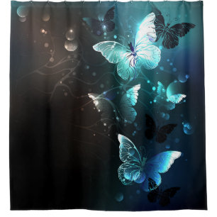 Cortina Para Box Mint Night Butterflies
