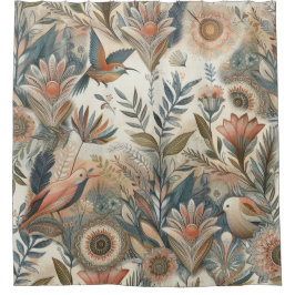 Cortina Para Box Mistura boêmica de chá, magenta, flores roxas