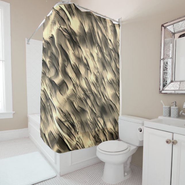 Cortina Para Box Mistura de mancha ondulada bege opaca e cromo (In Situ)