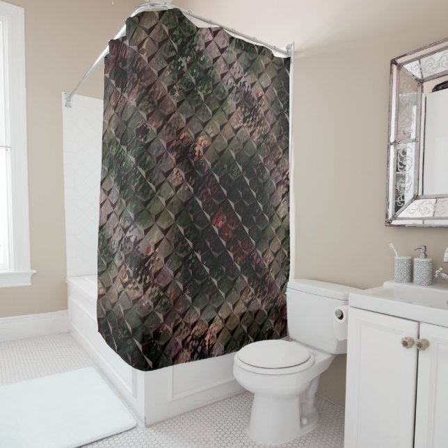 Cortina Para Box Misturar quadrados 3D com vidro martelado de fundo (In Situ)