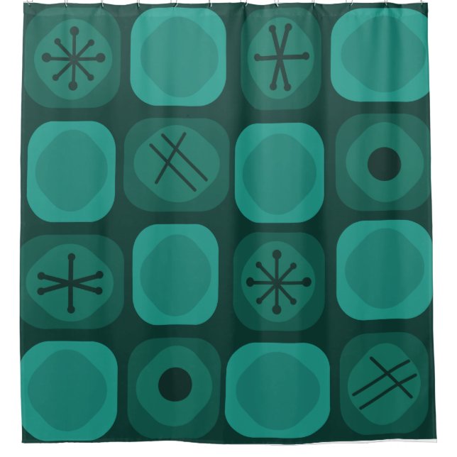 Cortina Para Box Mod Art Soft Cubes Teal dos anos 50 (Frente)