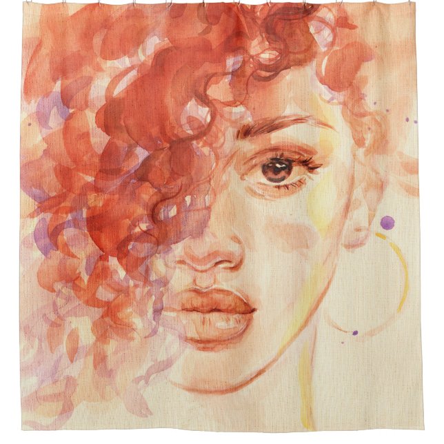 Cortina Para Box Moda Afro-Americana, ilustração com aquarela. (Frente)