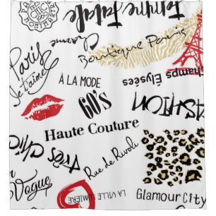 Cortina Para Box Moda de Paris: padrão de glamour vintage.