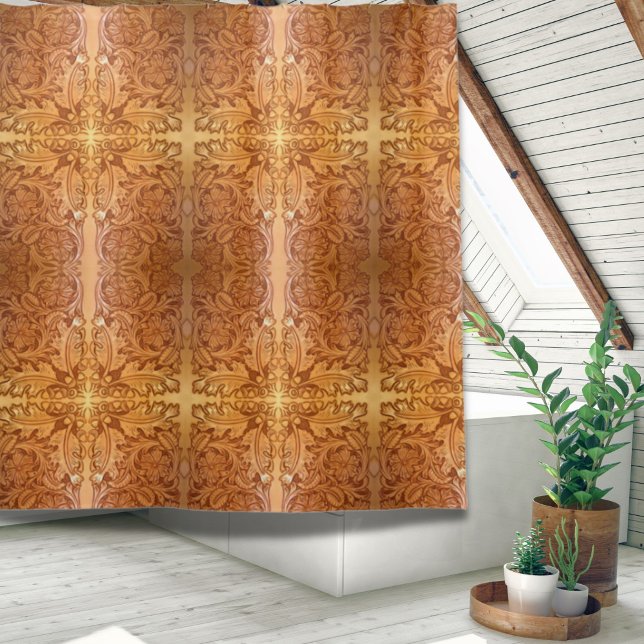 Cortina Para Box Moda russa marrom do cowboy couro ocidental (Rustic brown cowboy fashion western leather shower curtain)