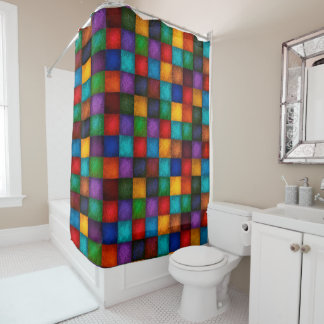 Cortina Para Box Modern Color Block Shower Curtain with Textured Pa