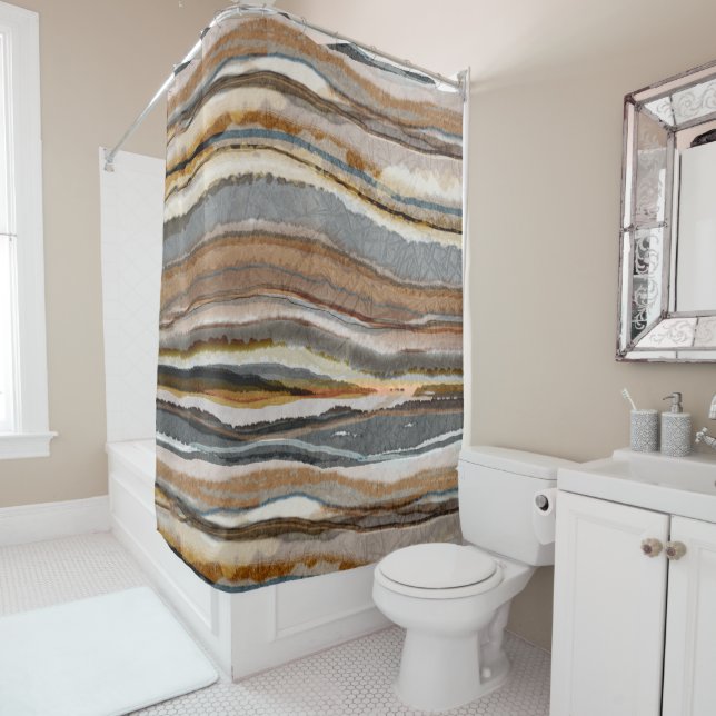 Cortina Para Box Modern Earthy Neutral Agate Stripes (In Situ)