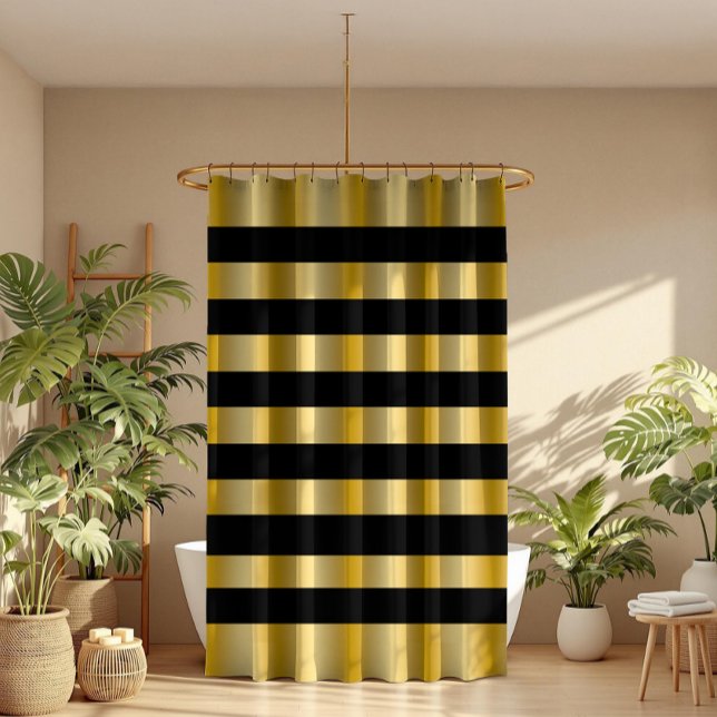 Cortina Para Box Modern Gold Stripes Black Background Throw (Criador carregado)