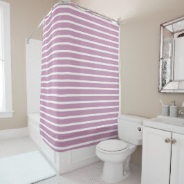 Cortina Para Box Modern Mauve & White Striped Shower Curtain