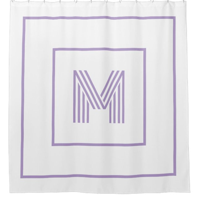 Cortina Para Box  Modern Personalized Monogram white purple (Frente)