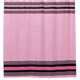 Cortina Para Box Modern Pink and Black Stripes Shower Curtain 