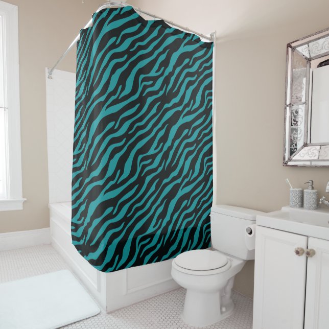 Cortina Para Box Modern Teal Safari Shower Curtain (In Situ)