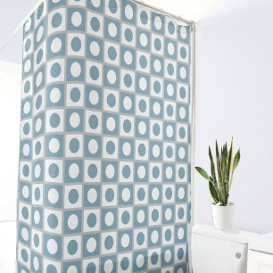 Cortina Para Box Moderno Abstrato Verde Azul e Branco