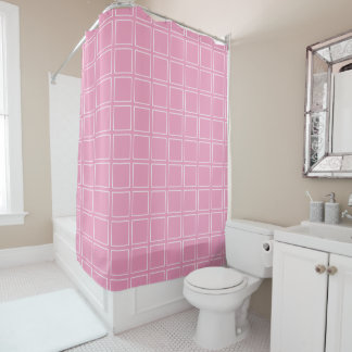 Cortina Para Box Moderno Chic Rosa e Branco Tendência