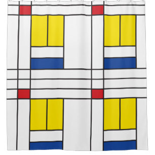 Cortina Para Box Mondrian II Design de Arte Moderna Minimalista De
