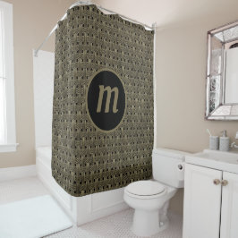 Cortina Para Box Monograma Art Déco em Dourado e Preto