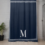 Cortina Para Box Monograma Azul e Branco do Marinho Elegante<br><div class="desc">Cortina de Chá azul e branco do Marinho Elegante</div>
