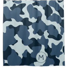 Cortina Para Box Monograma Azul Vaca Grande