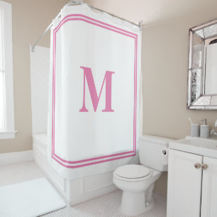 Cortina Para Box Monograma Branco Cor-de-rosa Nome Personalizado In