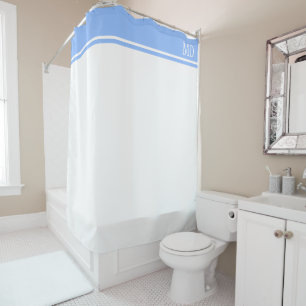 Cortina Para Box Monograma branco e azul liso simples e Bonito