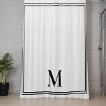 Cortina Para Box Monograma branco e preto elegante<br><div class="desc">Cortina de Chá Elegante de Monograma Branco e Preto</div>