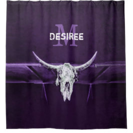 Cortina Para Box Monograma branco roxo de vaca-touro ocidental