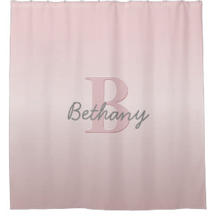Cortina Para Box Monograma cor-de-rosa customizável bonito & seu