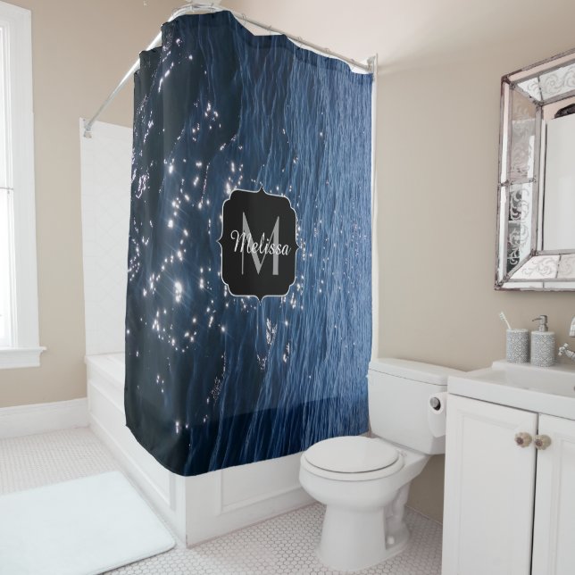 Cortina Para Box Monograma das ondas azuis espumantes (In Situ)