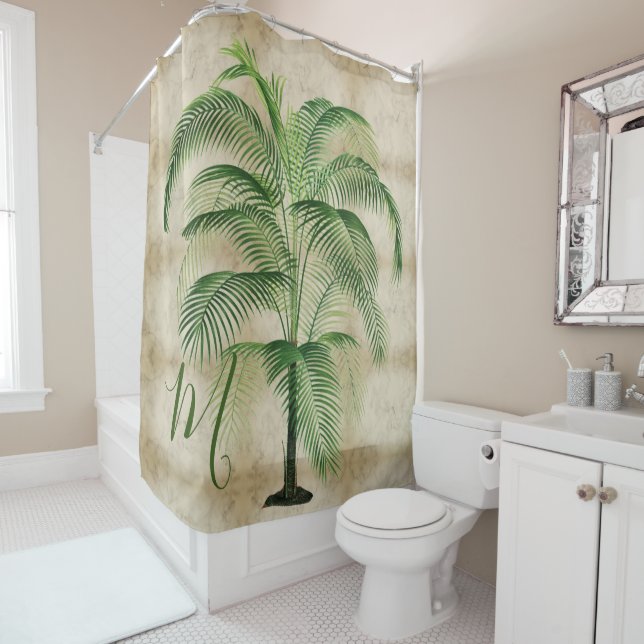 Cortina Para Box Monograma de árvore palmeira tropical Elegante (In Situ)