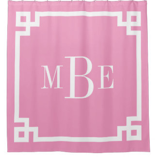 Cortina Para Box Monograma de Borda Chave Grega Rosa