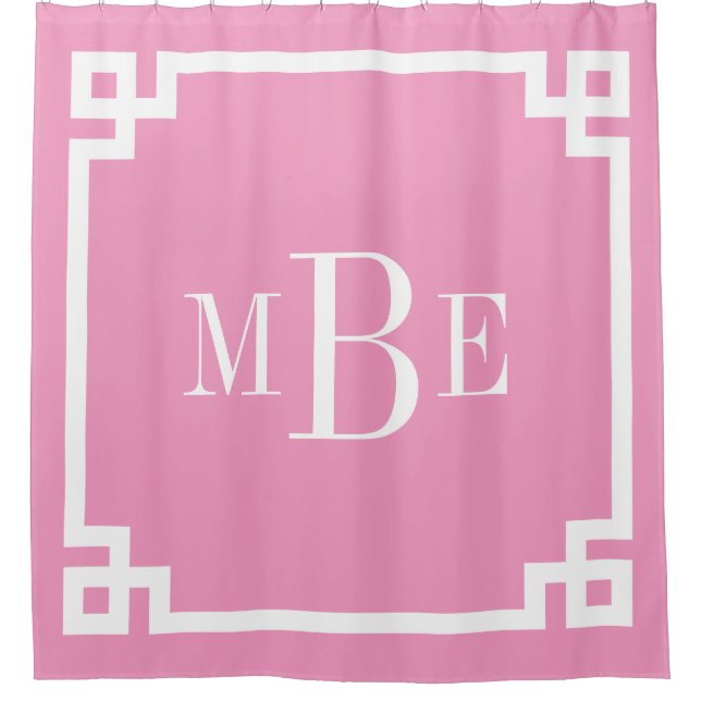 Cortina Para Box Monograma de Borda Chave Grega Rosa (Frente)