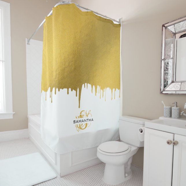 Cortina Para Box Monograma de Drives Metálicos Dourados Trendy (In Situ)