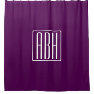 Cortina Para Box Monograma de Iniciais Branco Sobre Roxo Profundo