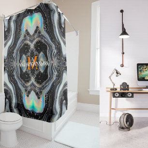 Cortina Para Box Monograma de Lente Branca Negra Coluna de Álcool