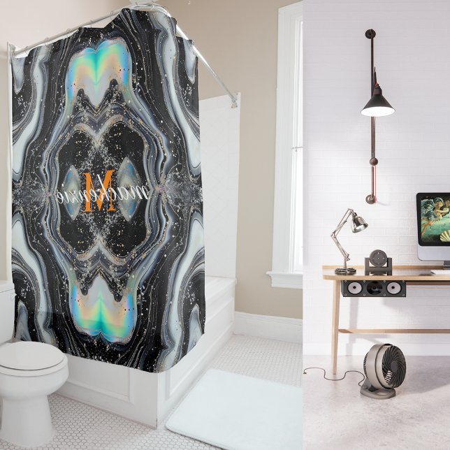 Cortina Para Box Monograma de Lente Branca Negra Coluna de Álcool (Criador carregado)