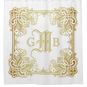 Cortina Para Box Monograma Dourado clássico do quadro do
