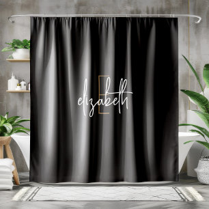 Cortina Para Box Monograma Dourado Preto Moderno Personalizado