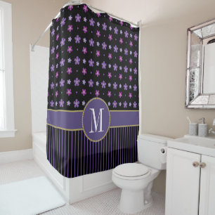 Cortina Para Box Monograma Dourado Roxo Puro Único