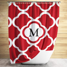 Monograma Elegante em Quatrefoil Vermelho
