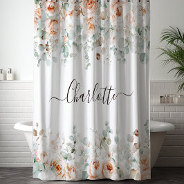 Cortina Para Box Monograma Elegante Flora de Rosa Rústica