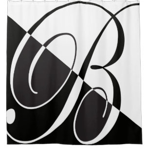 Cortina Para Box Monograma elegante preto e branco grande da letra