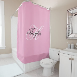 Cortina Para Box Monograma Elegante Preto e Branco Rosa