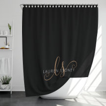 Monograma Feminino Moderno em Preto e Dourado