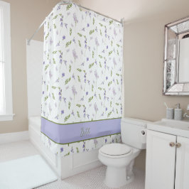 Cortina Para Box Monograma Floral de Aquarela de Flor Silvestre Lav