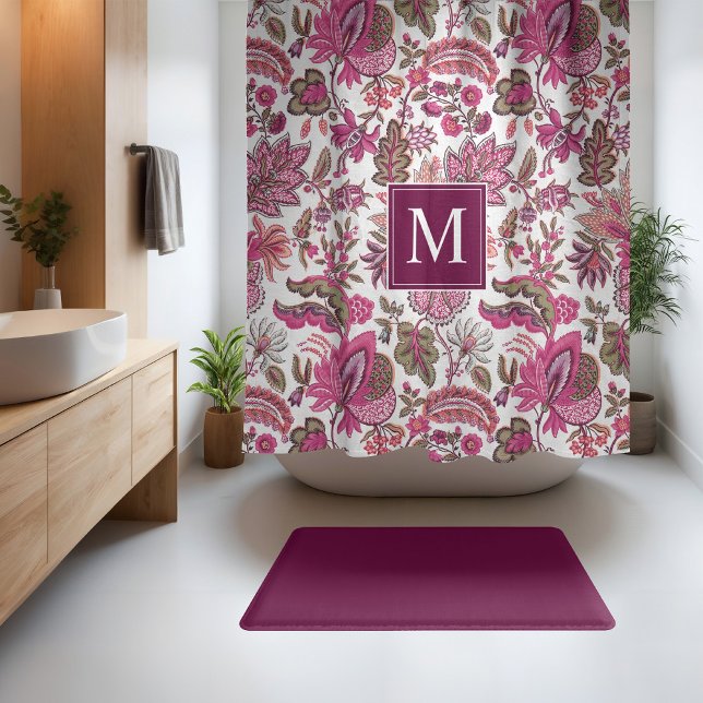 Cortina Para Box Monograma Floral de Boho Rosa (Criador carregado)